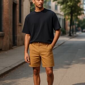 Treasure & Bond Men's Slim Fit Shorts 2XL Tan Dale Cotton Blend Casual Chino